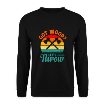 Got Wood Let's Throw Axt Werfen Beilwerfer - Unisex Pullover - Schwarz - Vorne - Alina (178cm) & Michal (187cm)