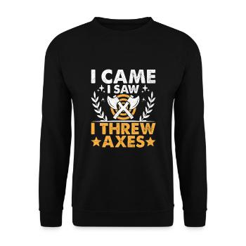 I Came I Saw I Threw Axes Axe Throwing Hatchet - Unisex Sweatshirt - black - Front - Alina (178cm) & Michal (187cm)