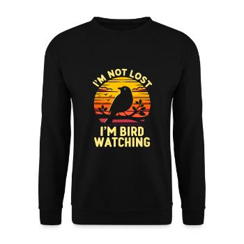 Je ne suis pas perdu Je suis ornithologue ornithologue - Sweat-shirt Unisexe - noir - Devant - Alina (178cm) & Michal (187cm)