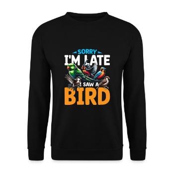 Désolé, je suis en retard, j’ai vu un oiseau Birdbirder Birdwatcher - Sweat-shirt Unisexe - noir - Devant - Alina (178cm) & Michal (187cm)