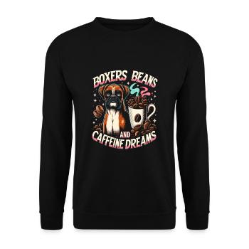 Haricots Boxer Et Caféine Rêves Amoureux Des Chiens - Sweat-shirt Unisexe - noir - Devant - Alina (178cm) & Michal (187cm)