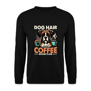 Dog Hair And Coffee Boxer Flair Caffeine Lover - Unisex Sweatshirt - black - Front - Alina (178cm) & Michal (187cm)