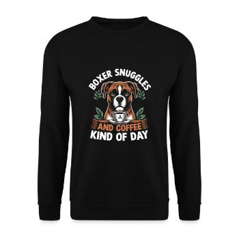 Boxer Câlins Et Café Type De Jour Caféine Chien - Sweat-shirt Unisexe - noir - Devant - Alina (178cm) & Michal (187cm)