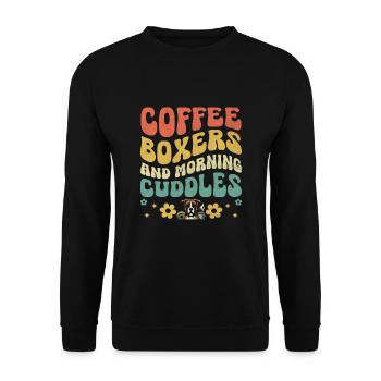 Coffee Boxers And Morning Cuddles Caffeine Lover - Unisex Sweatshirt - black - Front - Alina (178cm) & Michal (187cm)