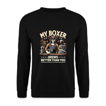 My Boxer Brews Better Than You Caffeine Lover Dog - Unisex Sweatshirt - black - Front - Alina (178cm) & Michal (187cm)