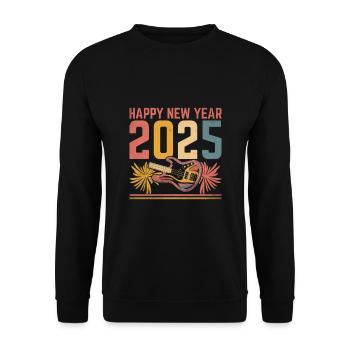 Frohes Neues Jahr 2025 Bassist Bassist Bassist Musiker - Unisex Pullover - Schwarz - Vorne - Alina (178cm) & Michal (187cm)
