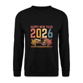 Frohes Neues Jahr 2026 Bassist Bassist Bassist Musiker - Unisex Pullover - Schwarz - Vorne - Alina (178cm) & Michal (187cm)