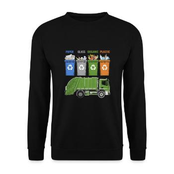 Recycling Trash Garbage Truck Trash Collector - Unisex Sweatshirt - black - Front - Alina (178cm) & Michal (187cm)