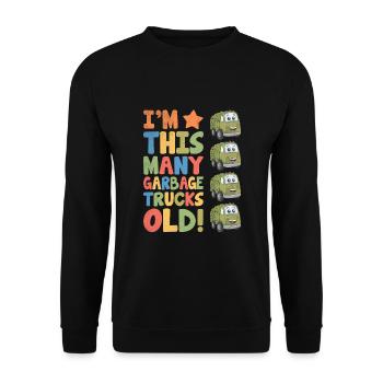 I'm This Many Garbage Trucks Old 4 Years Old - Unisex Sweatshirt - black - Front - Alina (178cm) & Michal (187cm)