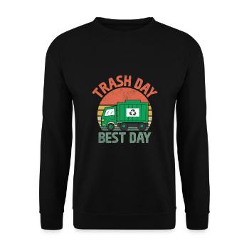 Retro Trash Day Best Day Trash Collector Garbage - Unisex Sweatshirt - black - Front - Alina (178cm) & Michal (187cm)