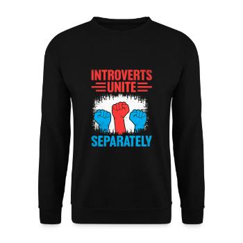 Les introvertis s’unissent séparément Dictons pour les introvertis - Sweat-shirt Unisexe - noir - Devant - Alina (178cm) & Michal (187cm)