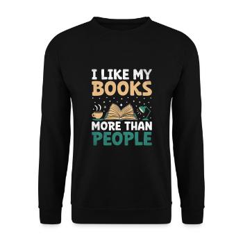 J’aime mes livres plus que les gens qui disent pour - Sweat-shirt Unisexe - noir - Devant - Alina (178cm) & Michal (187cm)