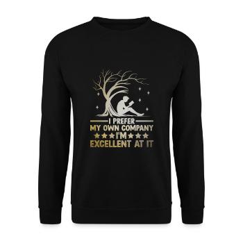 Ich bevorzuge meine eigene Gesellschaft, ich bin ausgezeichnet darin - Unisex Pullover - Schwarz - Vorne - Alina (178cm) & Michal (187cm)