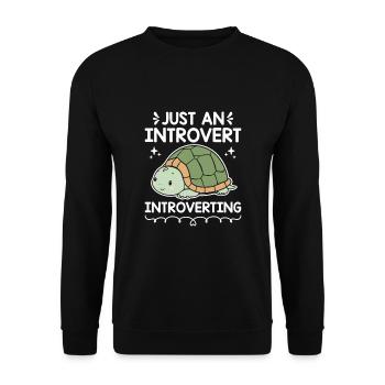 JUST AN INTROVERT INTROVERTING Sayings For - Unisex Sweatshirt - black - Front - Alina (178cm) & Michal (187cm)