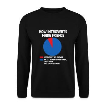 Comment les introvertis se font des amis Dictons pour les introvertis - Sweat-shirt Unisexe - noir - Devant - Alina (178cm) & Michal (187cm)