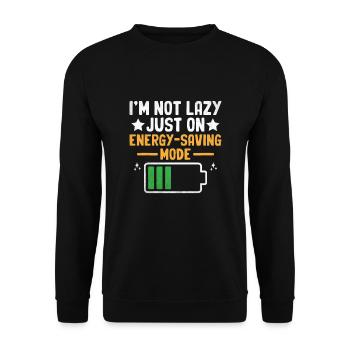 Je ne suis pas paresseux juste sur le mode d’économie d’énergie Sarcasme - Sweat-shirt Unisexe - noir - Devant - Alina (178cm) & Michal (187cm)
