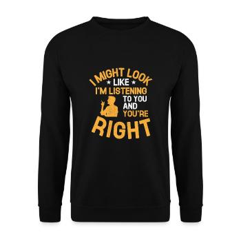 J’ai peut-être l’air de t’écouter et tu es - Sweat-shirt Unisexe - noir - Devant - Alina (178cm) & Michal (187cm)