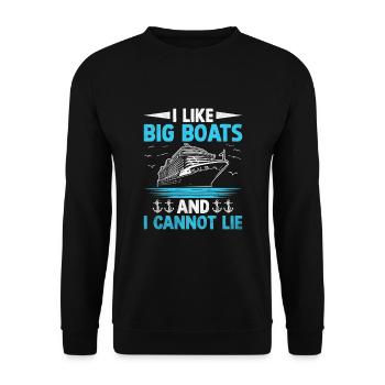Ich mag große Boote und kann nicht liegen Paddelboot - Unisex Pullover - Schwarz - Vorne - Alina (178cm) & Michal (187cm)