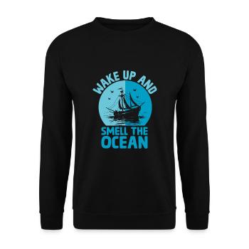 Wachen Sie auf und riechen Sie das Ocean Paddle Boat - Unisex Pullover - Schwarz - Vorne - Alina (178cm) & Michal (187cm)