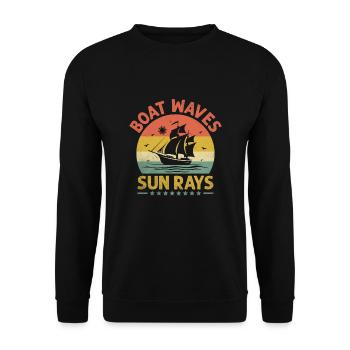 Boot Wellen Sonnenstrahlen Paddelboot - Unisex Pullover - Schwarz - Vorne - Alina (178cm) & Michal (187cm)