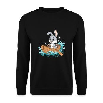 A Bunny Boating Paddle Boat - Unisex Sweatshirt - black - Front - Alina (178cm) & Michal (187cm)