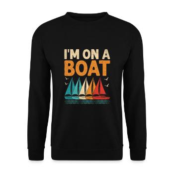 Ich bin auf einem Boot Paddelboot - Unisex Pullover - Schwarz - Vorne - Alina (178cm) & Michal (187cm)