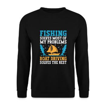 La pêche résout la plupart de mes problèmes de navigation de plaisance - Sweat-shirt Unisexe - noir - Devant - Alina (178cm) & Michal (187cm)