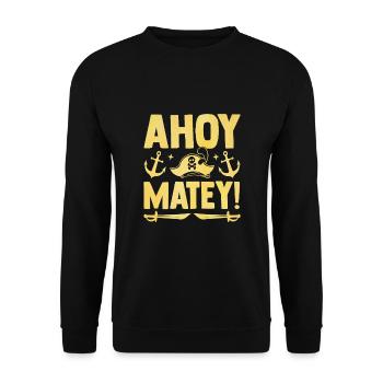 Ahoi Matey Piraten Jugend Design - Unisex Pullover - Schwarz - Vorne - Alina (178cm) & Michal (187cm)