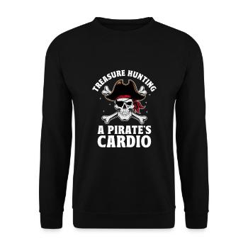 Schatzsuche Ein Piraten-Cardio-Piratenjugendlicher - Unisex Pullover - Schwarz - Vorne - Alina (178cm) & Michal (187cm)