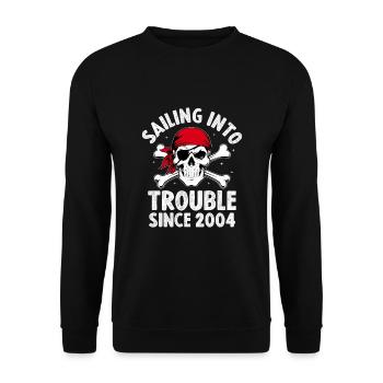 Sailing Into Trouble Since 2004 Pirate Youth - Unisex Sweatshirt - black - Front - Alina (178cm) & Michal (187cm)