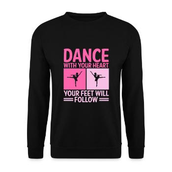 Tanze mit deinem Herzen, deine Füße werden folgen - Unisex Pullover - Schwarz - Vorne - Alina (178cm) & Michal (187cm)