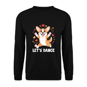 Ein Corgi tanzt Let's Dance für tanzende Tänzer - Unisex Pullover - Schwarz - Vorne - Alina (178cm) & Michal (187cm)