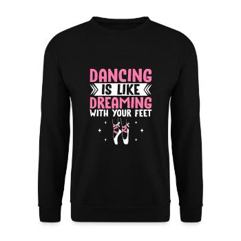 Tanzen ist wie mit den Füßen zu träumen - Unisex Pullover - Schwarz - Vorne - Alina (178cm) & Michal (187cm)
