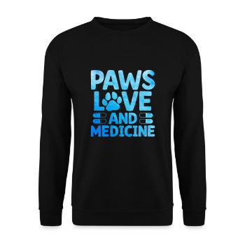 Pfoten Liebe Und Medizin Vielseitiger Tierliebhaber - Unisex Pullover - Schwarz - Vorne - Alina (178cm) & Michal (187cm)