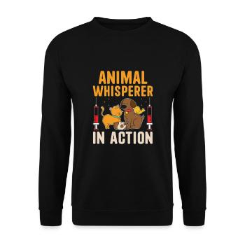 Tierflüsterer in Aktion Vielseitiges Tier - Unisex Pullover - Schwarz - Vorne - Alina (178cm) & Michal (187cm)