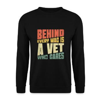 Hinter jedem Wag steht ein Tierarzt, der sich um den Tierarzt kümmert - Unisex Pullover - Schwarz - Vorne - Alina (178cm) & Michal (187cm)