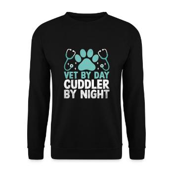 Tierarzt bei Tag Kuschel bei Nacht Vielseitiges Tier - Unisex Pullover - Schwarz - Vorne - Alina (178cm) & Michal (187cm)