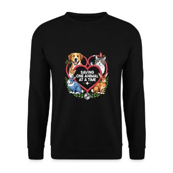 Rettung eines Tieres nach dem anderen Vielseitiges Tier - Unisex Pullover - Schwarz - Vorne - Alina (178cm) & Michal (187cm)