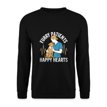 Pelzige Patienten Glückliches Herz Vielseitiges Tier - Unisex Pullover - Schwarz - Vorne - Alina (178cm) & Michal (187cm)