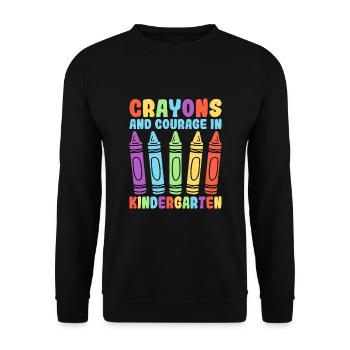 Crayons And Courage In Kindergarten School Teacher - Unisex Sweatshirt - black - Front - Alina (178cm) & Michal (187cm)