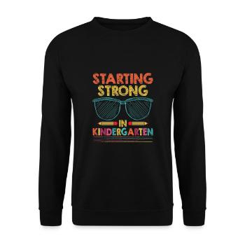 Starting Strong In Kindergarten School Teacher - Unisex Sweatshirt - black - Front - Alina (178cm) & Michal (187cm)