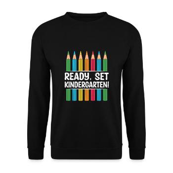 Ready Set Kindergarten School Teacher Students - Unisex Sweatshirt - black - Front - Alina (178cm) & Michal (187cm)