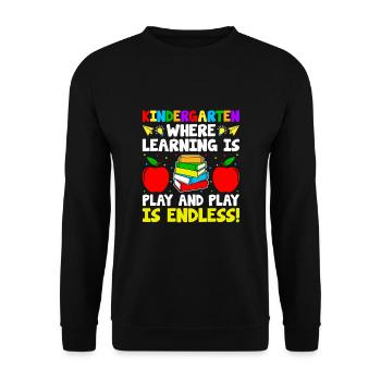 Jardin d’enfants où l’apprentissage est le jeu et le jeu est - Sweat-shirt Unisexe - noir - Devant - Alina (178cm) & Michal (187cm)