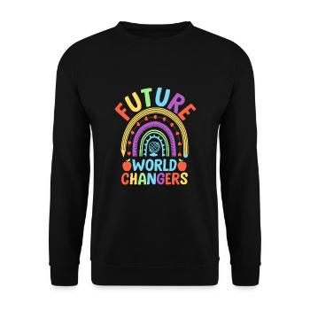 Future World Changers School Teacher Students - Unisex Sweatshirt - black - Front - Alina (178cm) & Michal (187cm)