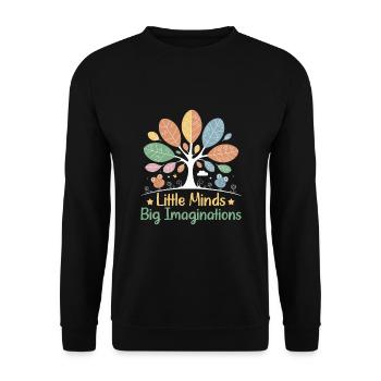 Little Minds Big Imaginations School Teacher - Unisex Sweatshirt - black - Front - Alina (178cm) & Michal (187cm)
