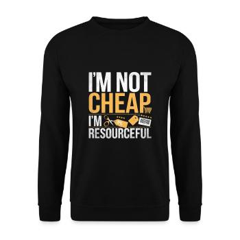 Je ne suis pas bon marché Je suis débrouillard Couponer Shopper - Sweat-shirt Unisexe - noir - Devant - Alina (178cm) & Michal (187cm)