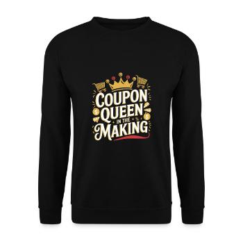 Coupon Queen In The Making Couponer Shopper Speichern - Unisex Pullover - Schwarz - Vorne - Alina (178cm) & Michal (187cm)