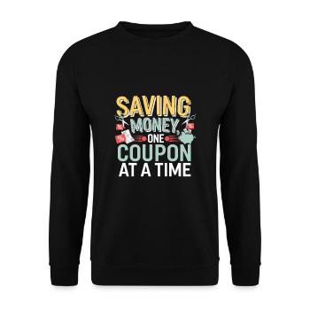 Geld sparen Ein Gutschein nach dem anderen Couponer Shopper - Unisex Pullover - Schwarz - Vorne - Alina (178cm) & Michal (187cm)