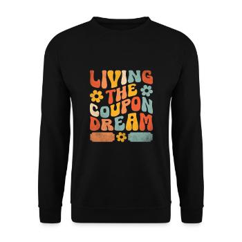 Living The Coupon Dream Couponer Shopper Sparen - Unisex Pullover - Schwarz - Vorne - Alina (178cm) & Michal (187cm)