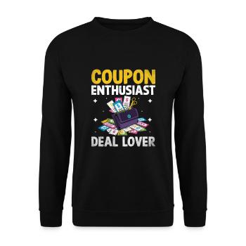 coupon enthousiaste offre amant couponer shopper économiser - Sweat-shirt Unisexe - noir - Devant - Alina (178cm) & Michal (187cm)